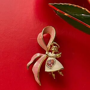 Bob Mackie Gold and Pink Angel Brooch,Vintage Brooch.